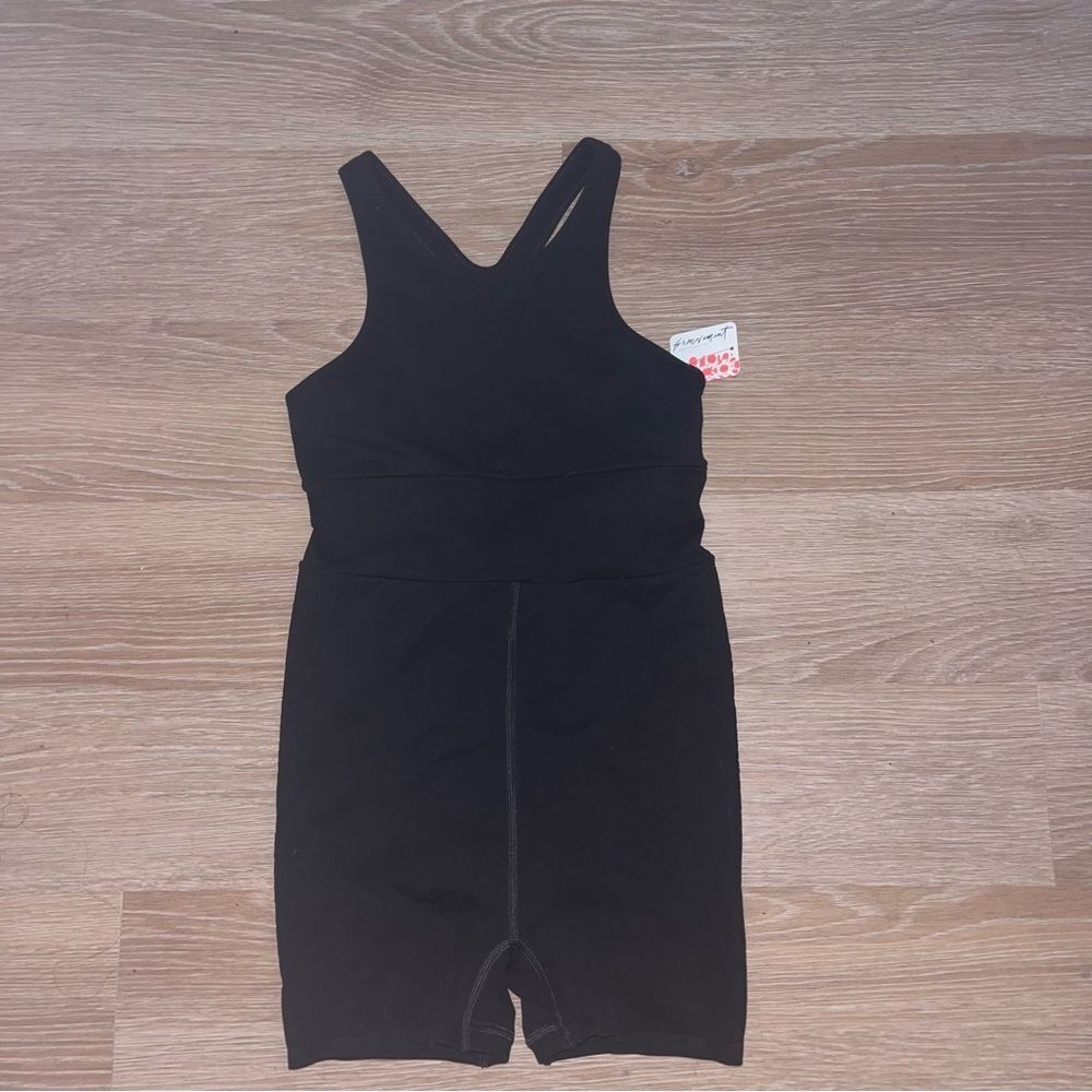 Free People Every Single Time Black Runsie Romper M/L Casual Lounge Athleisure N
